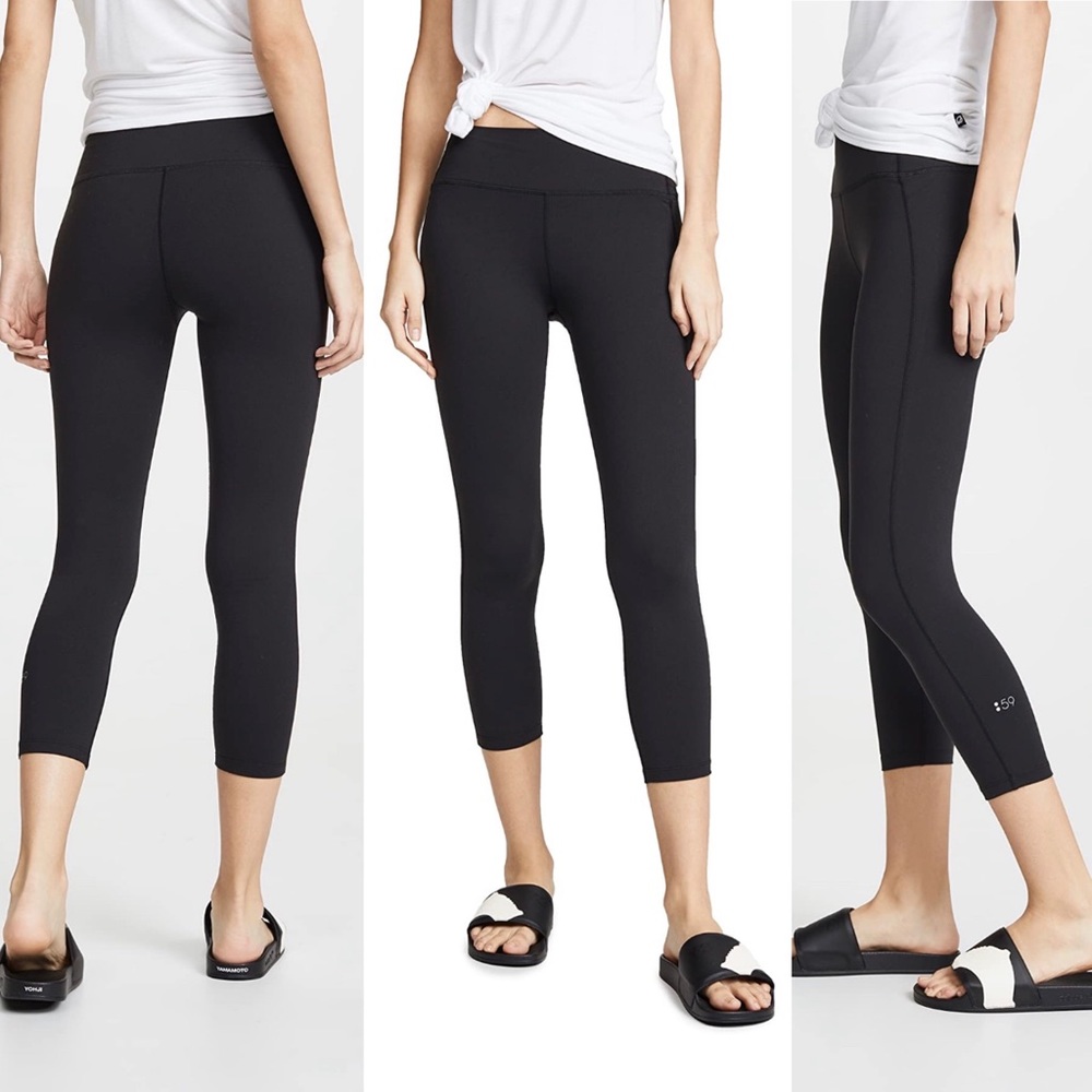 Splits59 Black Cropped High-Rise Leggings